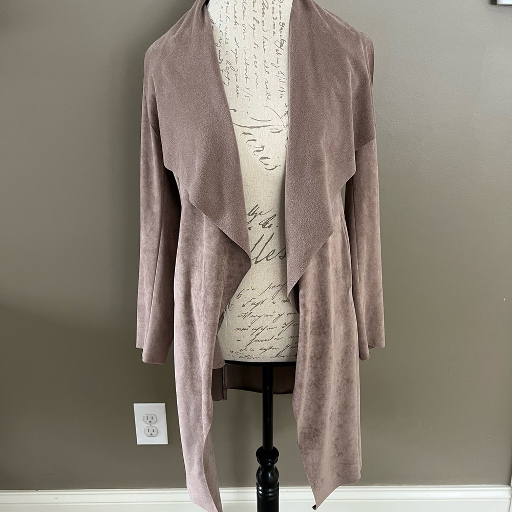 Womens Adrienne Vitaddini faux suede long open front over coat XS